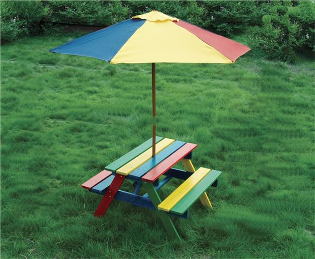 Kids Outdoor Table And Bench
 Kids Wooden Rainbow Garden Picnic Table Bench Parasol