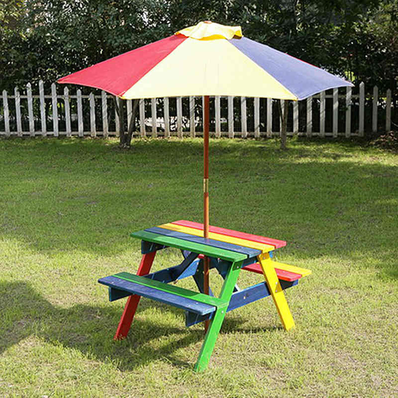 Kids Outdoor Table And Bench
 Kids Picnic Bench with Parasol