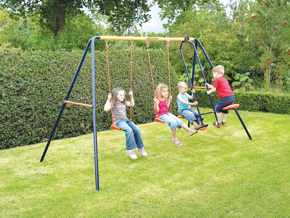Kids Patio Swings
 Childrens Kids Robust Metal Outdoor Garden Double Swing