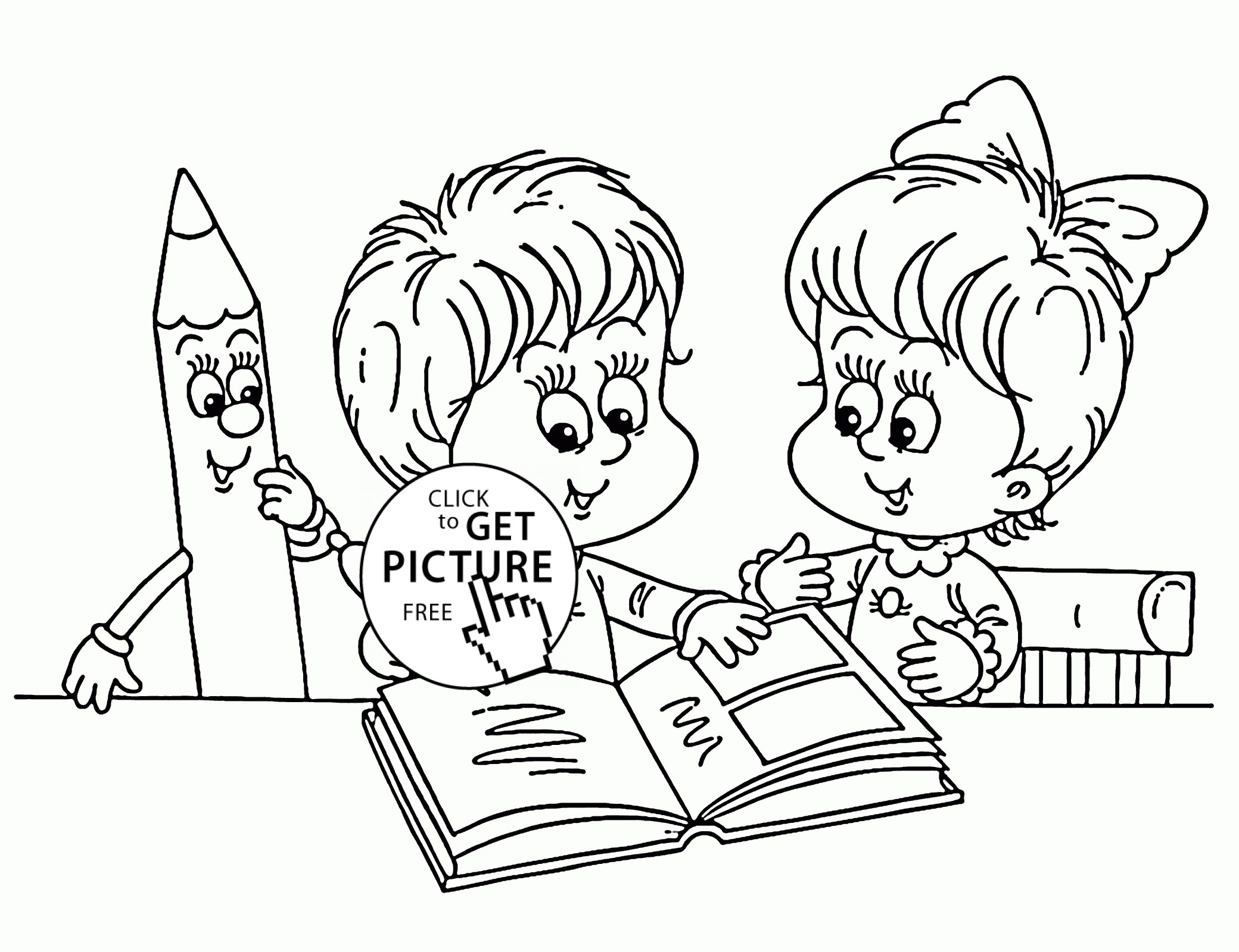 Kids Reading Coloring Pages
 School Books Drawing at GetDrawings
