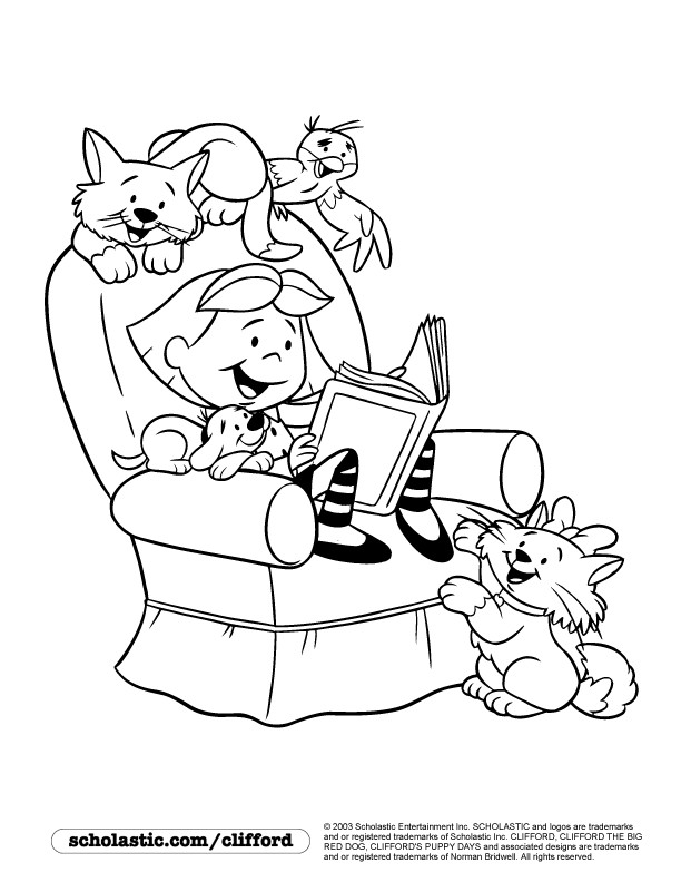 Kids Reading Coloring Pages
 Puppy Pals Reading Coloring Page