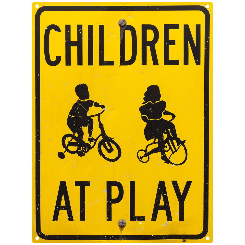 Kids Room Sign
 Children At Play Caution Metal Road Sign Vintage Style