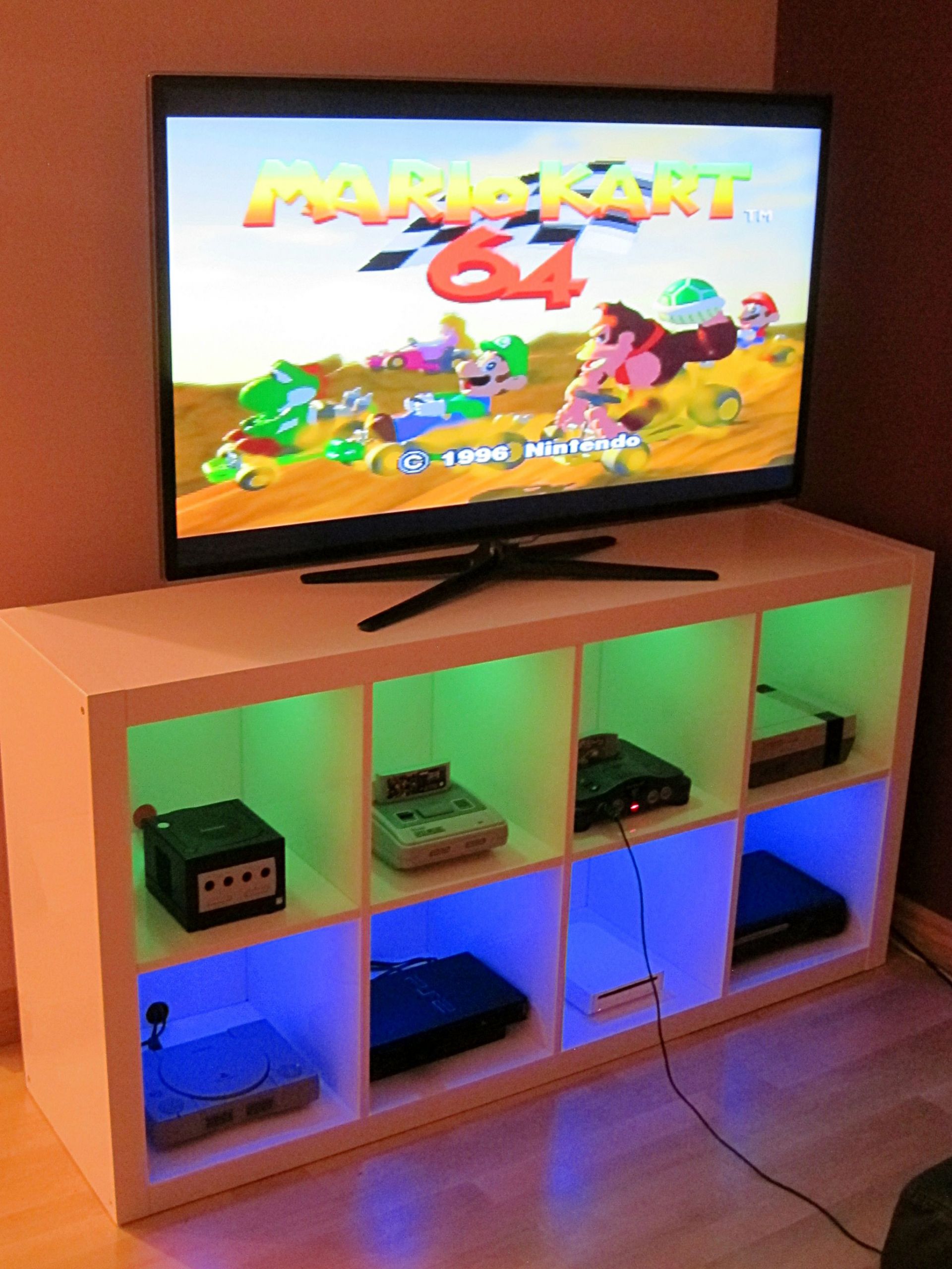 Kids Room Tv Stand
 I modified an Ikea bookshelf to make a console cabinet
