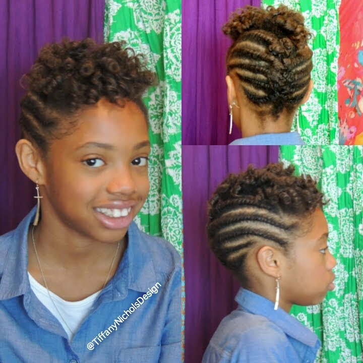 Kids Twist Hairstyle
 Roller Set and Flat Twist Updo on Natural Hair Kid
