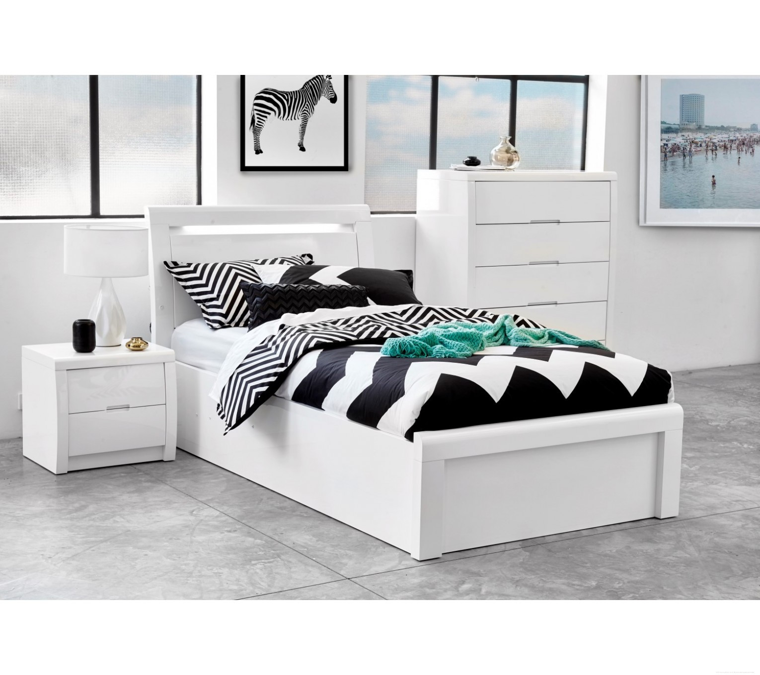 Kids White Bedroom Furniture
 Rockhampton White Gloss Gaslift Bed