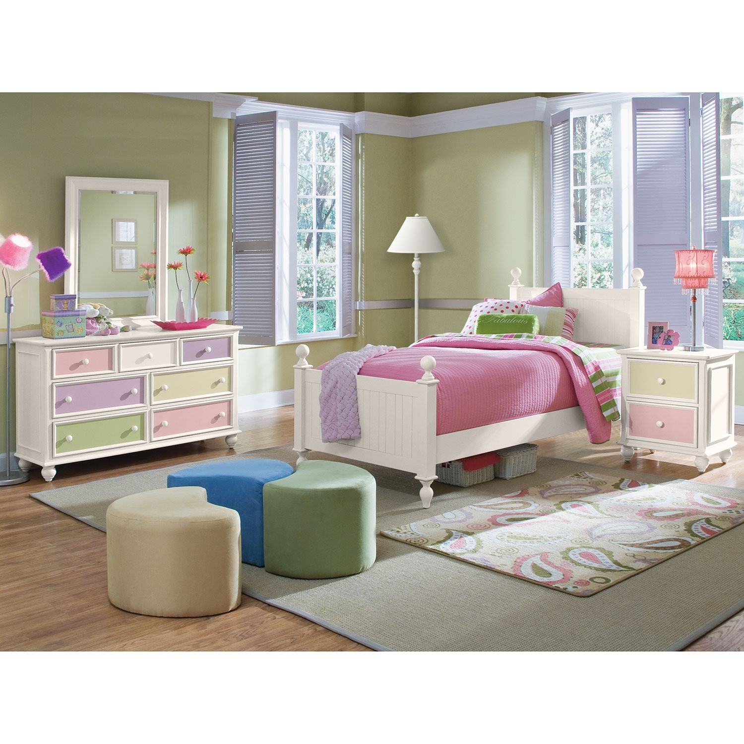 Kids White Bedroom Furniture
 Colorworks 6 Piece Full Bedroom Set White