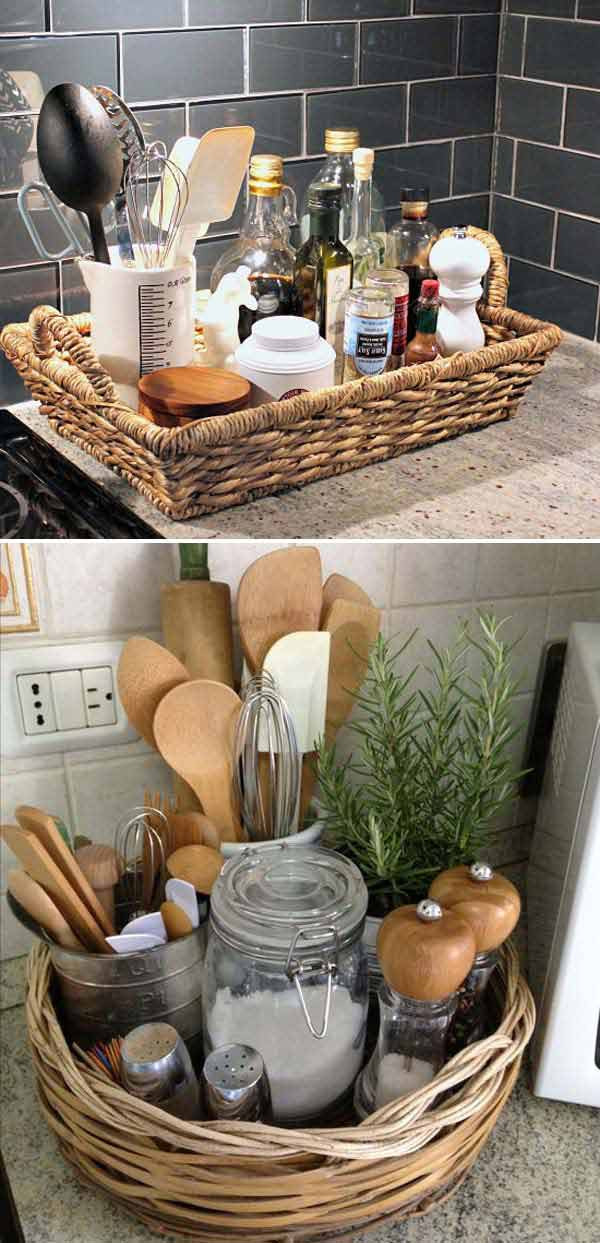 Kitchen Counter Tray
 Top 21 Awesome Ideas To Clutter Free Kitchen Countertops