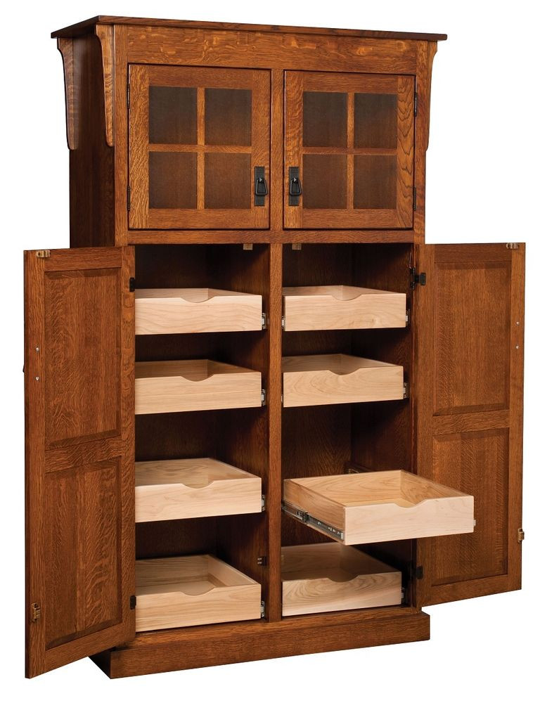Kitchen Storage Pantry
 Amish Mission Rustic Kitchen Pantry Storage Cupboard Roll