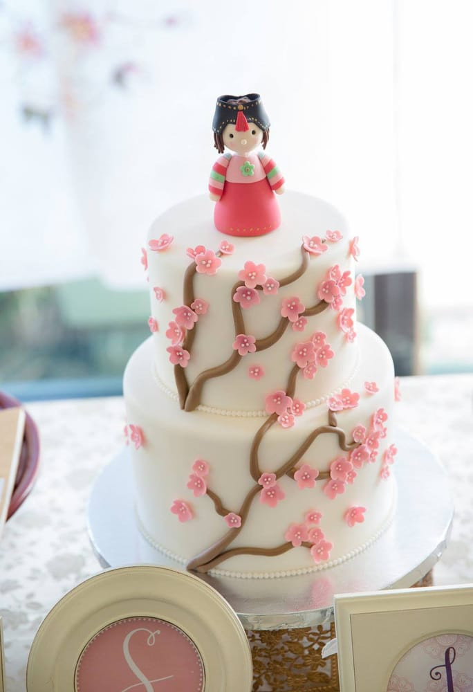 Korean Birthday Cake
 "1st Birthday Cake" with matching cherry blossoms