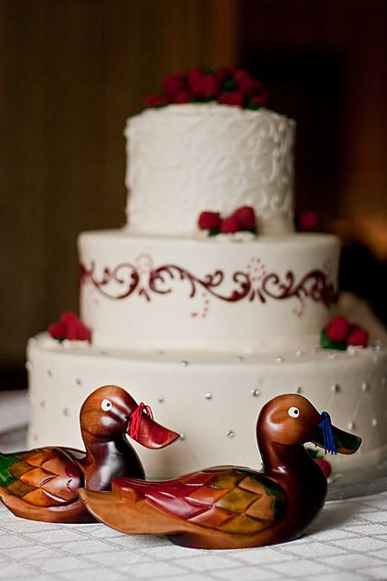 Korean Wedding Gifts
 Korean wedding ducks in front of the wedding cake