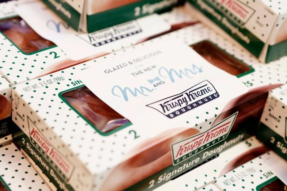 Krispy Kreme Wedding Favors
 Carolina Blue and White Wedding at Top of the Hill in