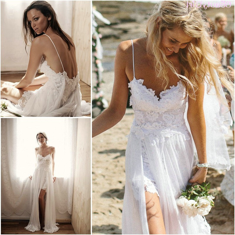 Lace Beach Wedding Dress
 WD04 Beach Wedding Dresses Lace Backless Summer Bridal