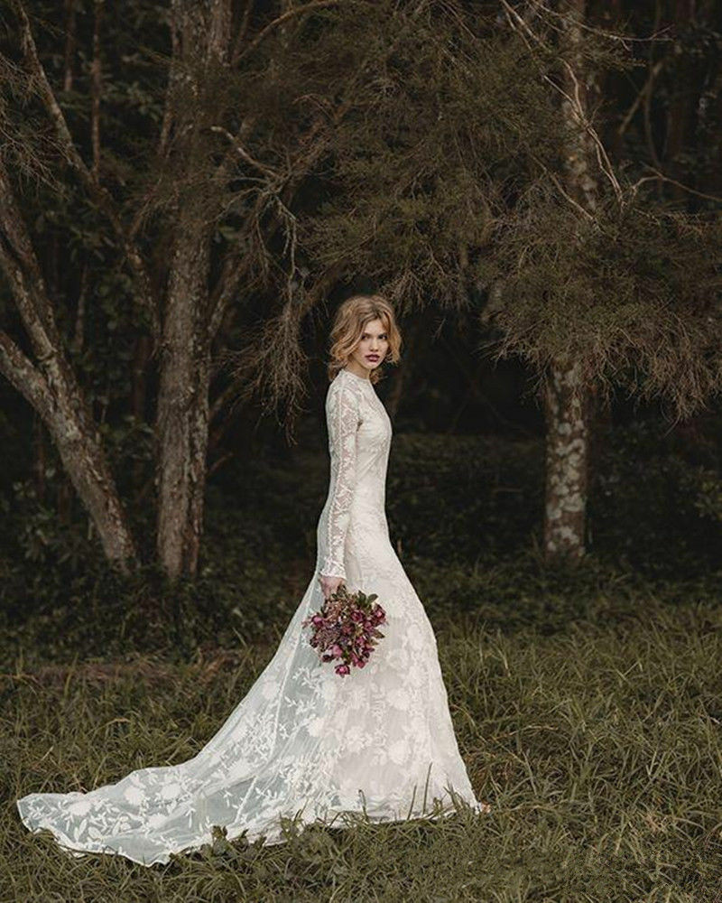 Lace Bohemian Wedding Dress
 2017 Elegant Lace Bohemian Long Sleeve Wedding Dress A