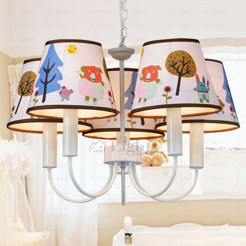 Lamp Shades For Kids Room
 Modern 5 Light Fabric Shade Chandelier For Kids Room