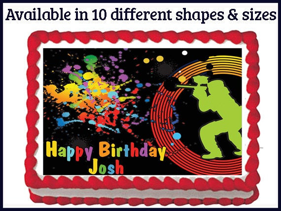 Laser Tag Birthday Cake
 Paintball Splatter Laser Tag Edible Birthday Party Cake