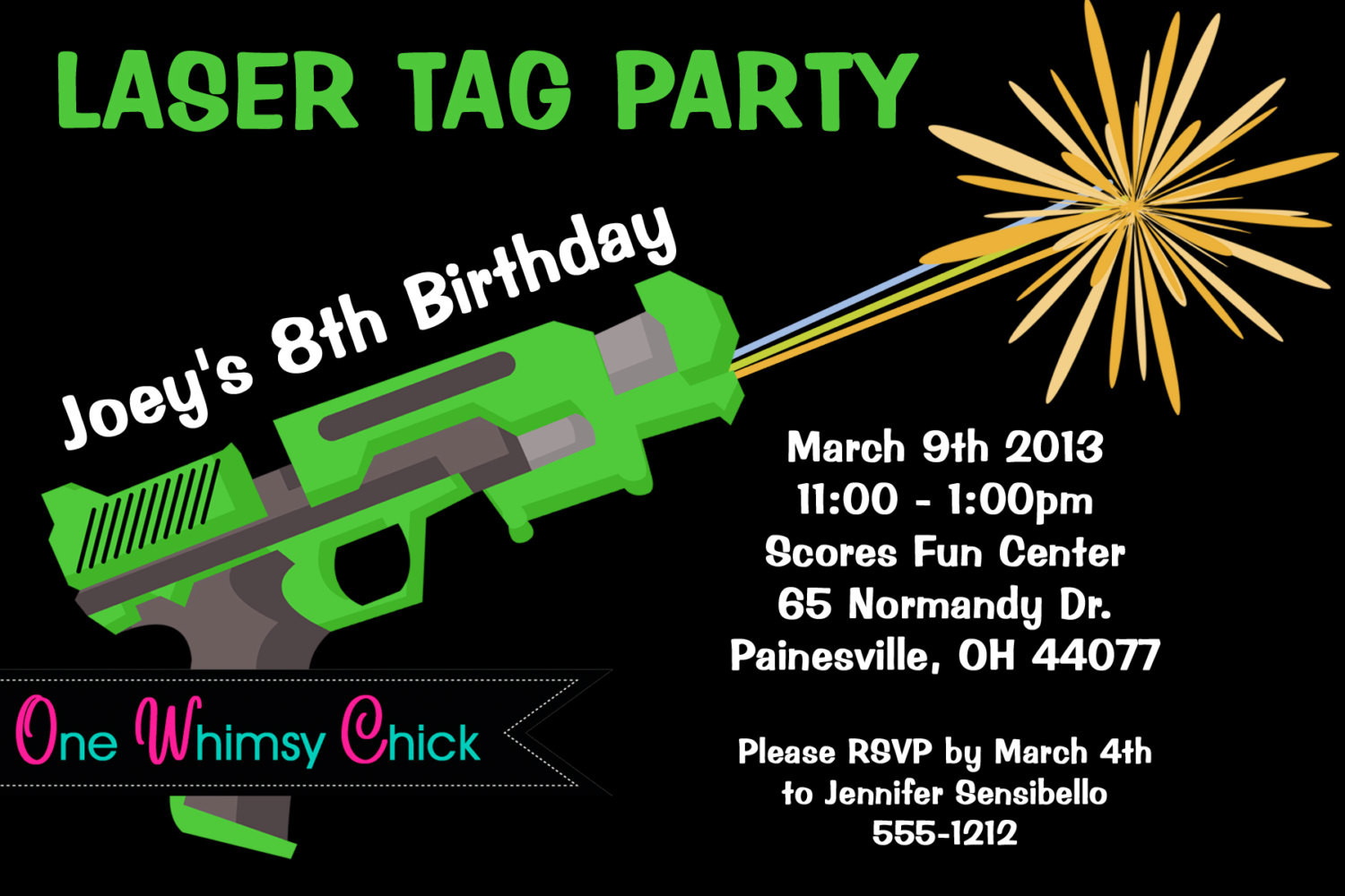 Laser Tag Birthday Invitations
 Laser Tag Birthday Invitation Printable or Printed Laser
