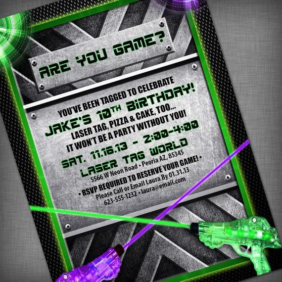 Laser Tag Birthday Invitations
 Laser Tag Party Customized Printable Invitation by