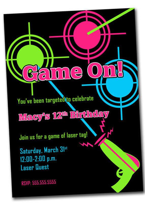 Laser Tag Birthday Invitations
 Laser Tag Party Invitation PRINTABLE Digital File by khudd