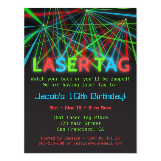 Laser Tag Birthday Invitations
 Neon Words Laser Tag Birthday Party Invitations