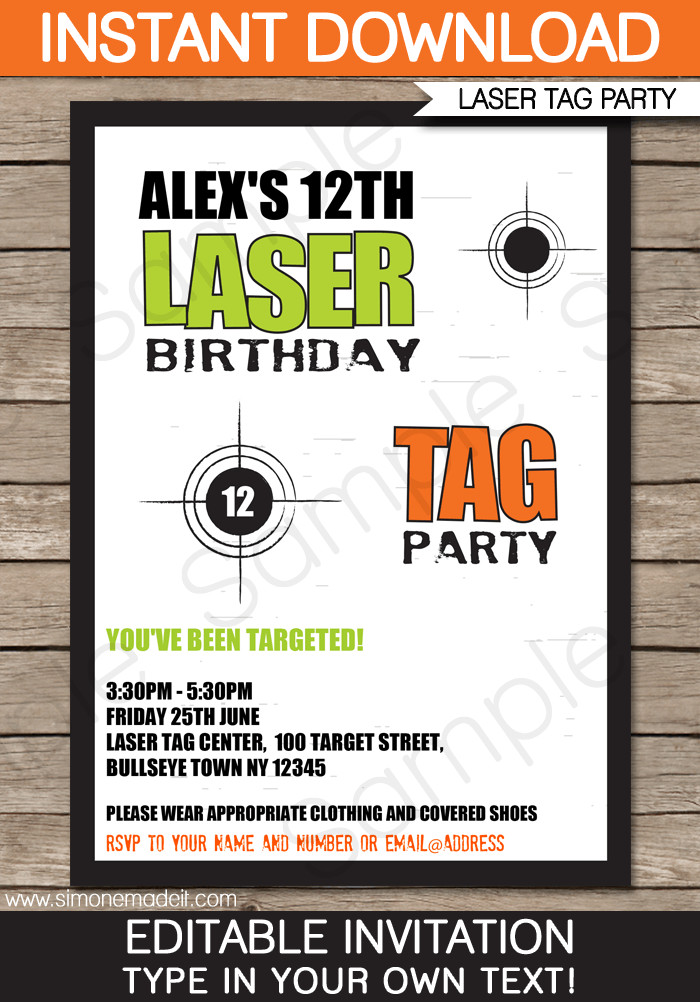 Laser Tag Birthday Invitations
 Laser Tag Invitation Template