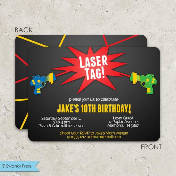 Laser Tag Birthday Invitations
 Laser Tag Birthday Invitations Fun 2 sided by swankypress
