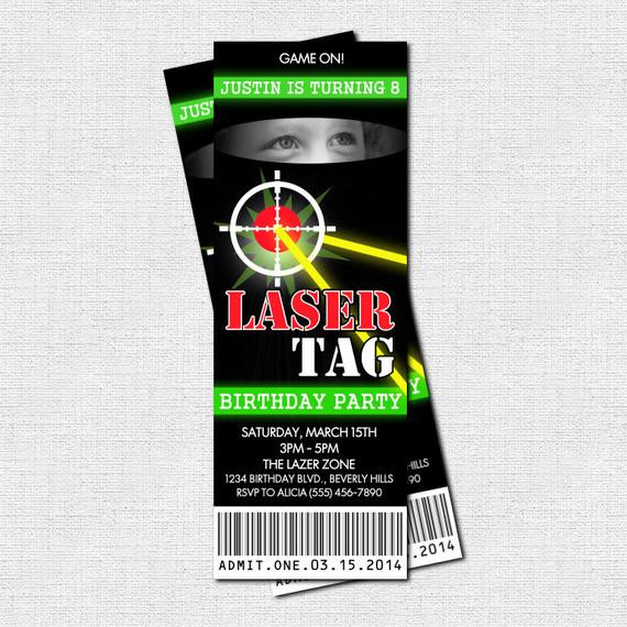 Laser Tag Birthday Invitations
 LASER TAG INVITATIONS Birthday Party Tickets print by