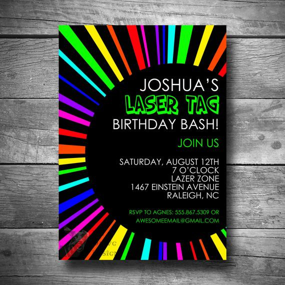 Laser Tag Birthday Invitations
 Laser Tag Birthday Invitation Rainbow Invite Printable