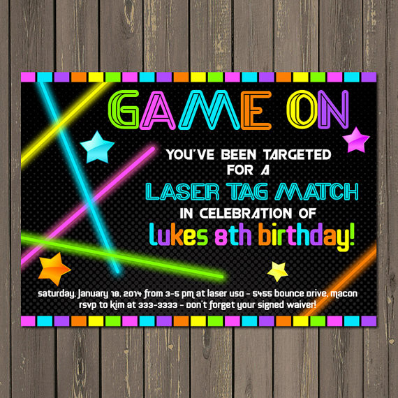 Laser Tag Birthday Invitations
 Laser Tag Invitation Laser Tag Birthday Invitation Neon