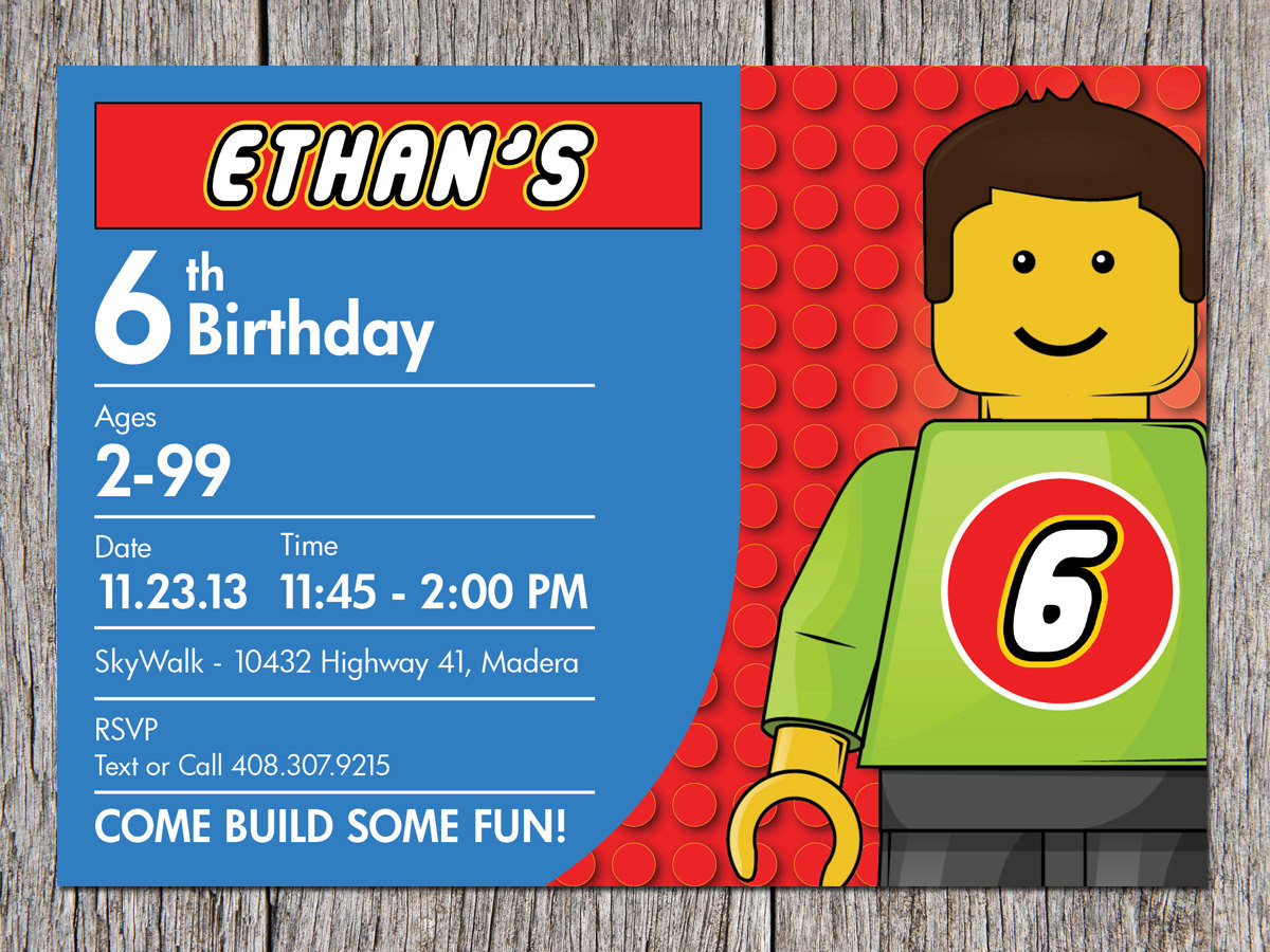 Lego Birthday Invitation
 Free Printable Lego Birthday Invitations