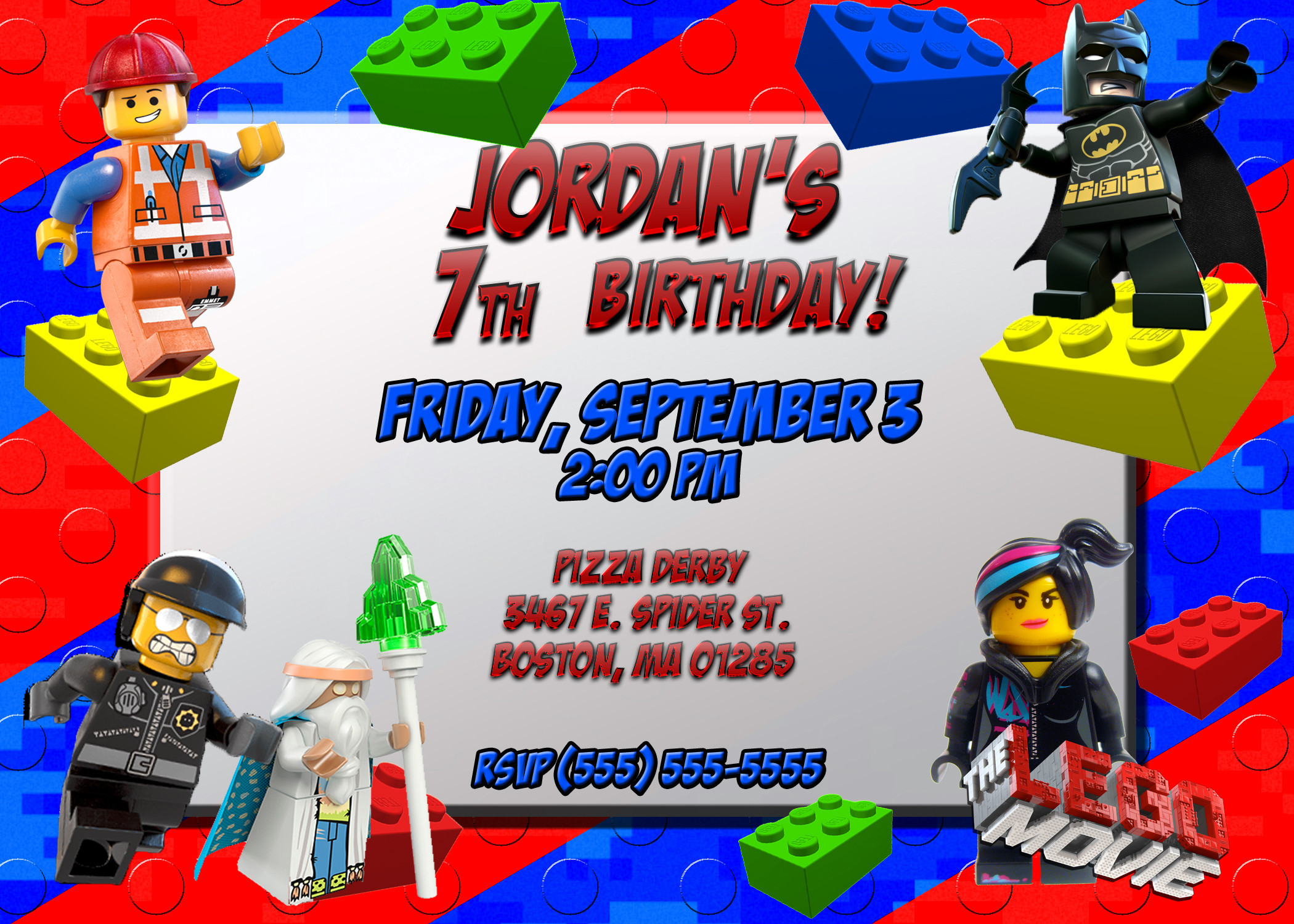 Lego Birthday Invitation
 Lego Movie 1 & 2 Birthday Invitations