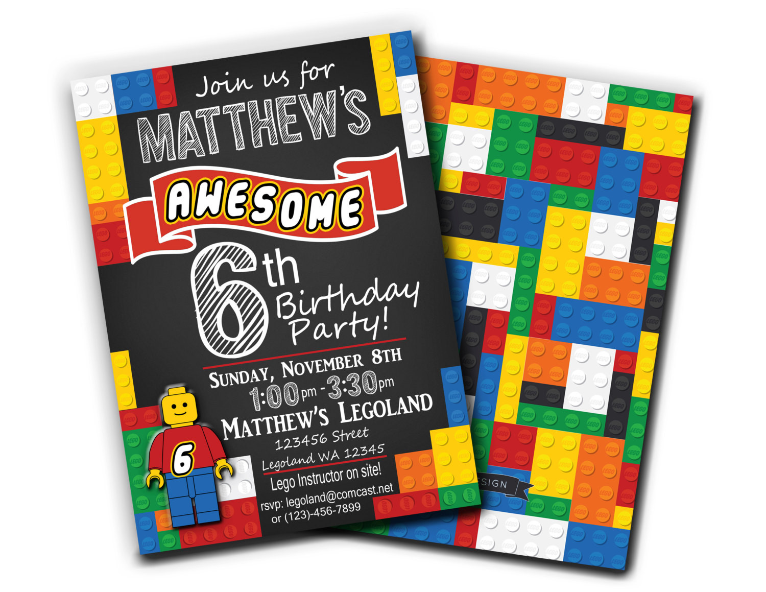 Lego Birthday Invitation
 Lego Birthday Invitation Printable by alovelydesignshop on