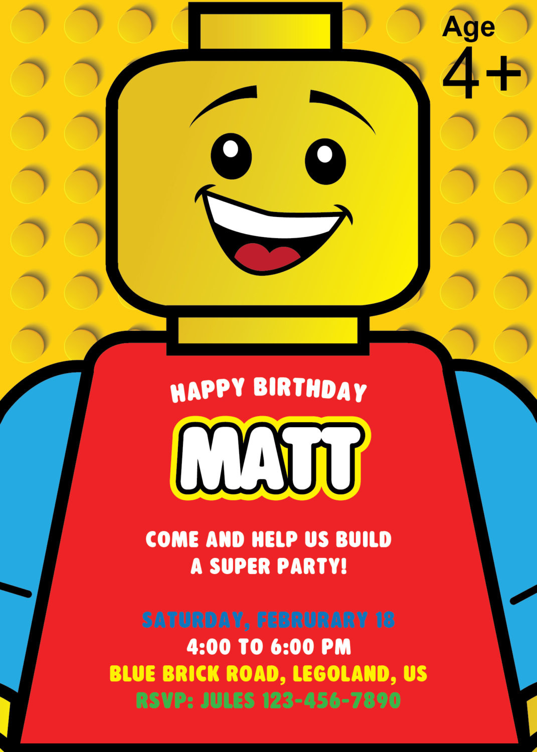Lego Birthday Invitation
 Lego Invitation Lego Birthday Party Invite by