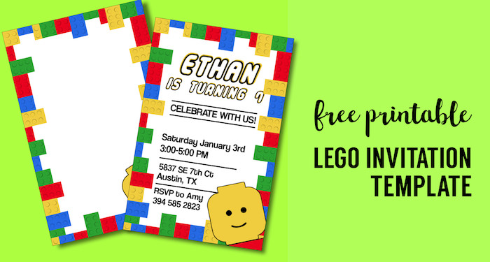 Lego Birthday Invitations
 Free Printable Lego Birthday Party Invitation Template