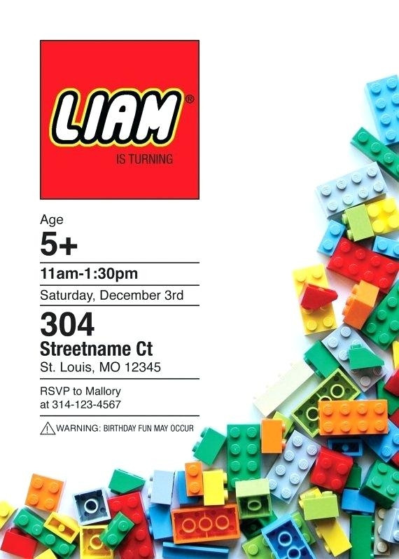 Lego Birthday Invitations
 Cool Free Printable Lego Invitation Templates Picture