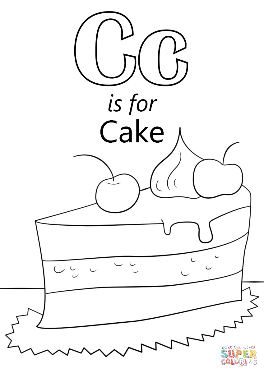Letter C Coloring Pages For Toddlers
 Letter C is for Cake coloring page