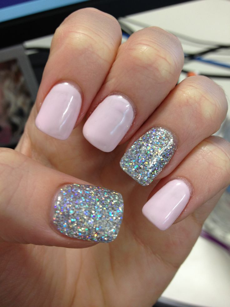 Light Pink Acrylic Nail Designs
 Light pink silver features acrylic