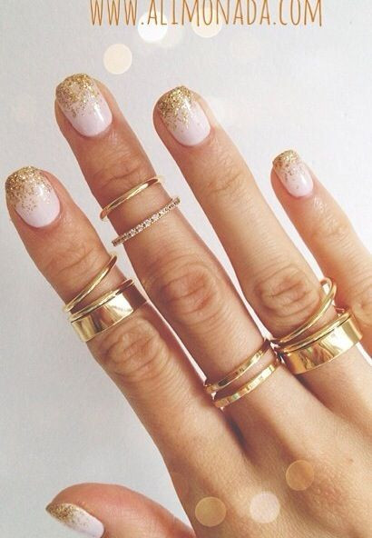 Light Pink Nails With Gold Glitter
 120 best LOHO Accessories images on Pinterest