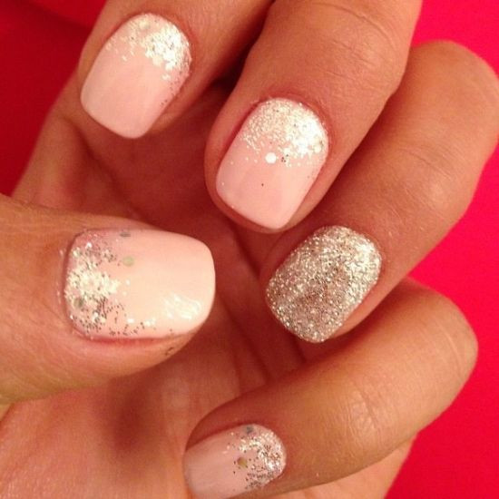 Light Pink Nails With Gold Glitter
 65 Incredible Glitter Accent Nail Art Ideas You Need To