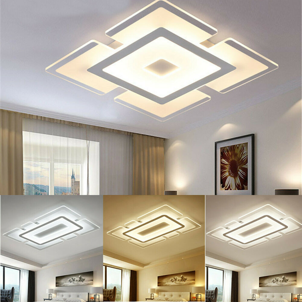 Lights For Living Room Ceiling
 Modern Elegant Square Acrylic LED Ceiling Light Living