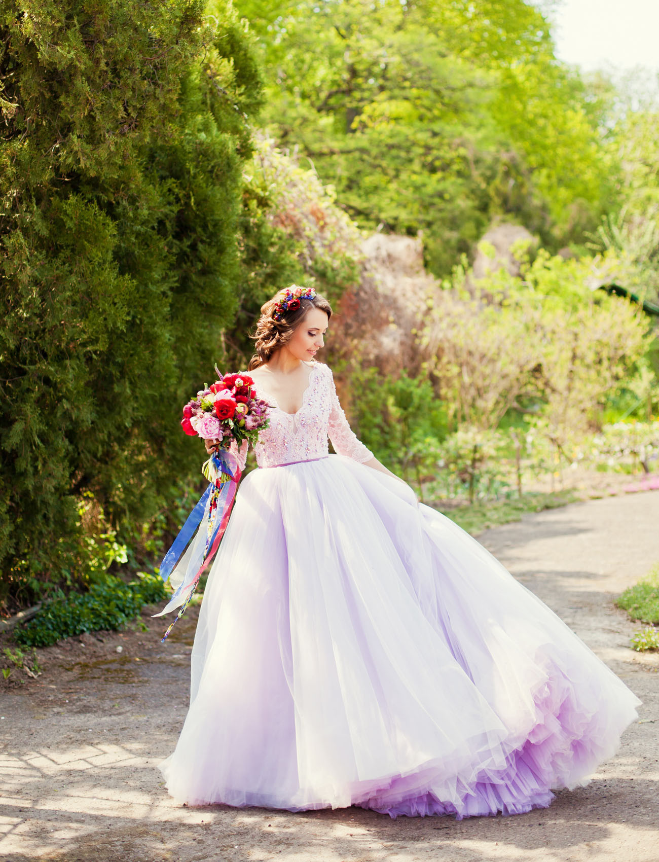 Lilac Wedding Dress
 The Bride Wore Lavender in this Colorful Kiev Wedding