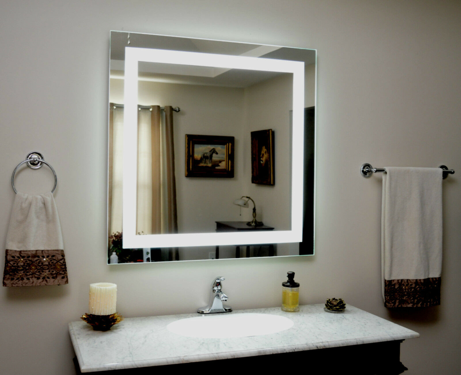 Lit Bathroom Mirror
 MAM 36" wide x 32" tall lighted vanity mirror