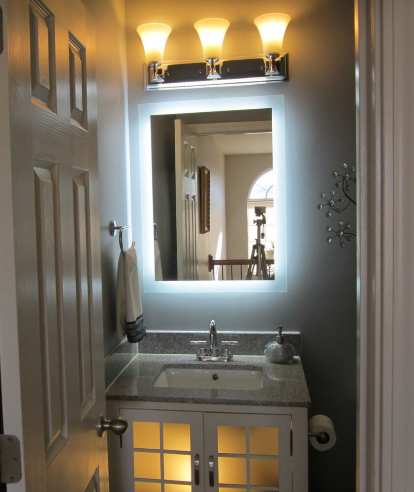 Lit Bathroom Mirror
 Lighted Vanity Mirror 24" Wide x 32" T MAM Side