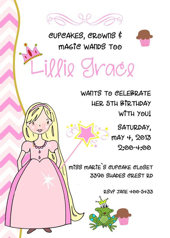 Little Girl Birthday Invitations
 Custom Princess birthday invitation little girl party birthday