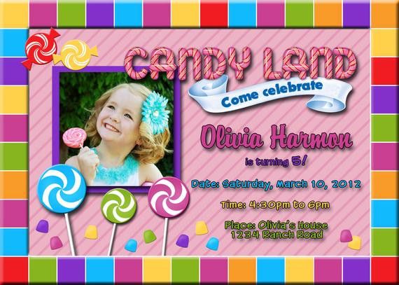 Little Girl Birthday Invitations
 Little girl s candy land birthday party invitation