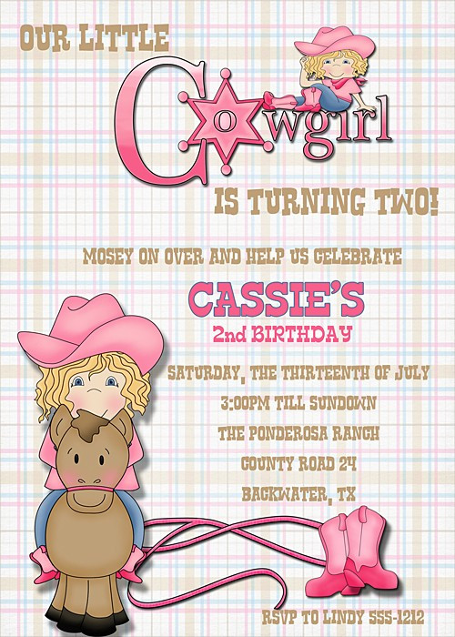 Little Girl Birthday Invitations
 Girls Birthday Invitations Our Little Cowgirl Birthday