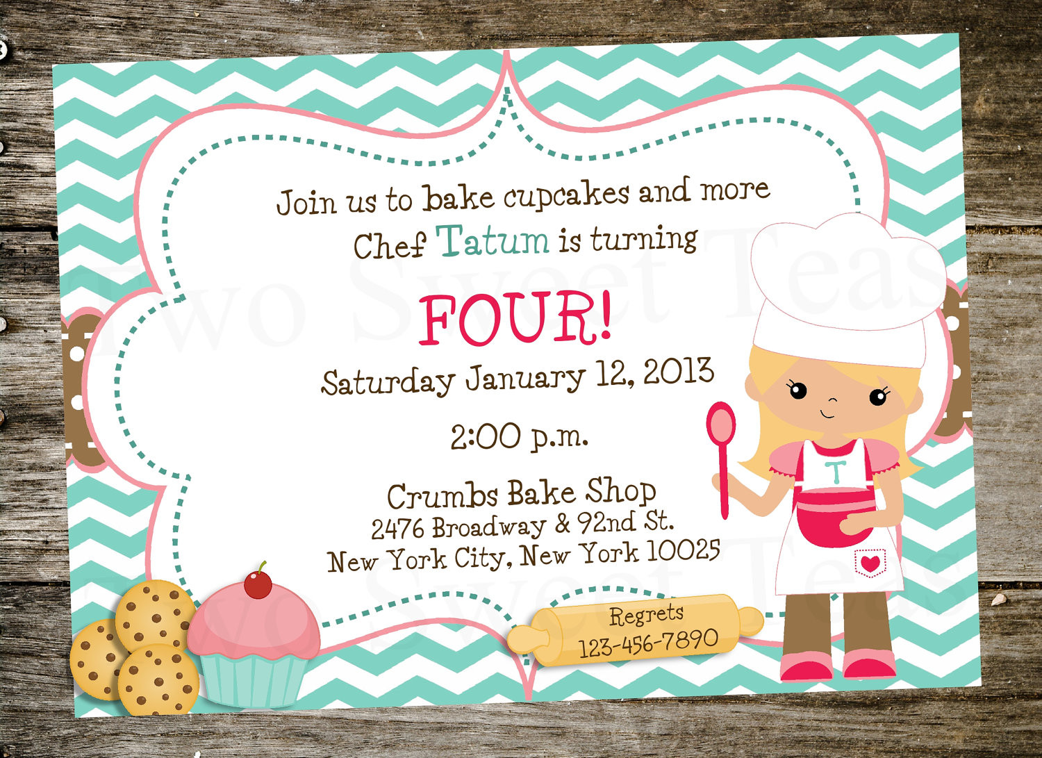 Little Girl Birthday Invitations
 Little Baker Girl Cooking Invitation Birthday Party by