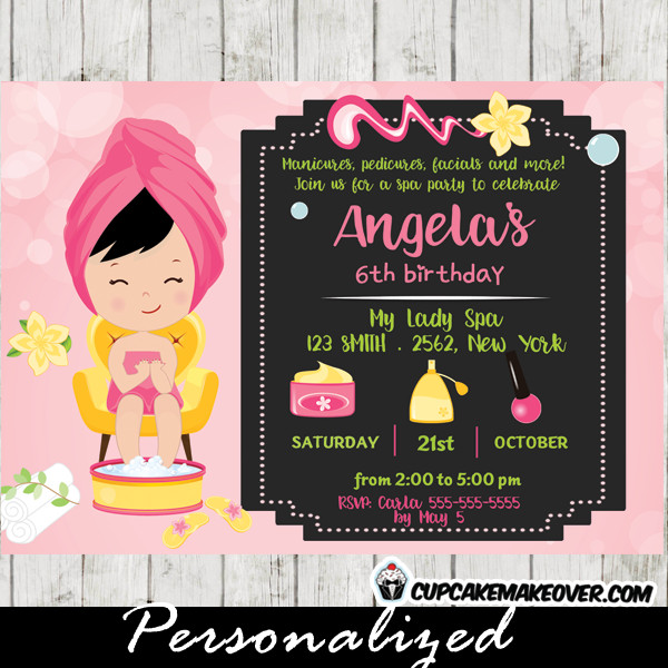 Little Girl Birthday Invitations
 Little Girl Spa Party Invitations Pink Bokeh