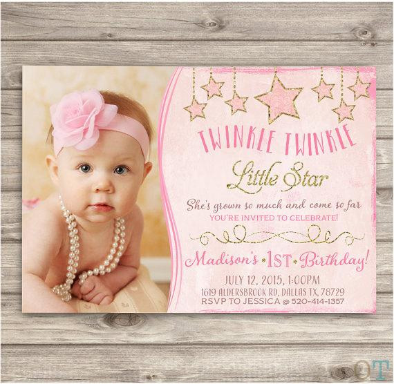 Little Girl Birthday Invitations
 Twinkle Twinkle Little Star Birthday Invitations Shabby