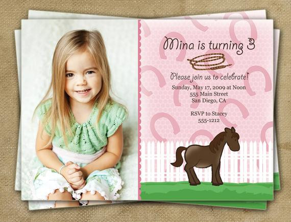 Little Girl Birthday Invitations
 Little Girl s Horse Themed Birthday Invitation card