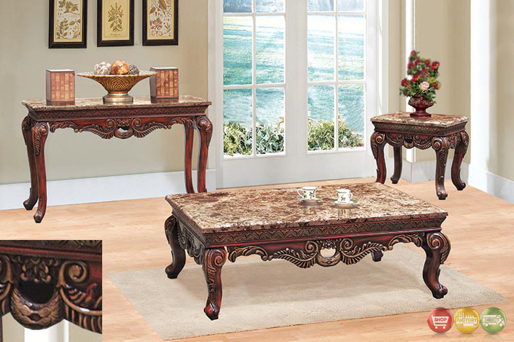Living Room End Table Sets
 Traditional 3 Piece Living Room Coffee & End Table Set w